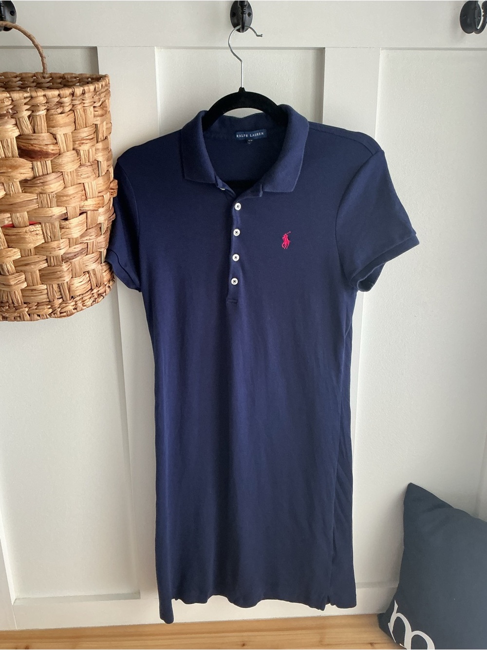 Ralph Lauren Navy Polo Midi Dress with Pink Pony
